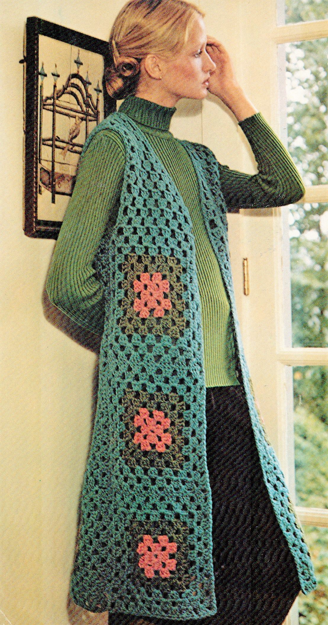 Long crochet on sale vest pattern
